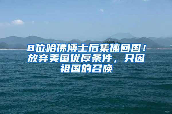 8位哈佛博士后集体回国！放弃美国优厚条件，只因祖国的召唤