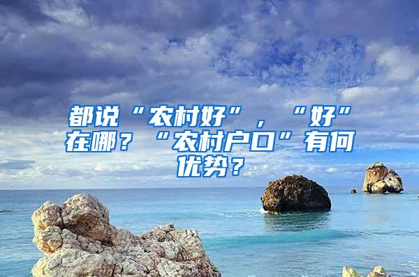 都说“农村好”，“好”在哪？“农村户口”有何优势？