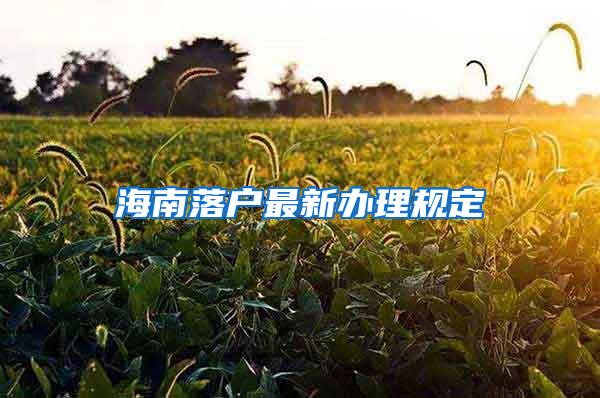 海南落户最新办理规定