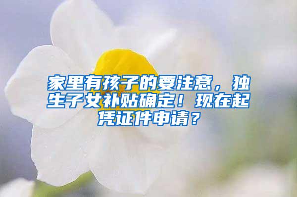 家里有孩子的要注意，独生子女补贴确定！现在起凭证件申请？