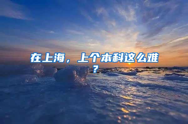 在上海，上个本科这么难？