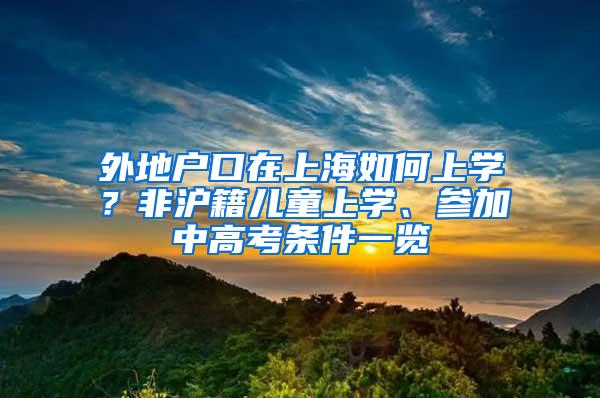 外地户口在上海如何上学？非沪籍儿童上学、参加中高考条件一览