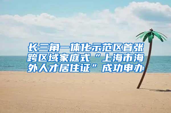 长三角一体化示范区首张跨区域家庭式“上海市海外人才居住证”成功申办
