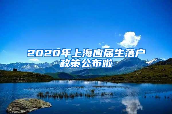 2020年上海应届生落户政策公布啦