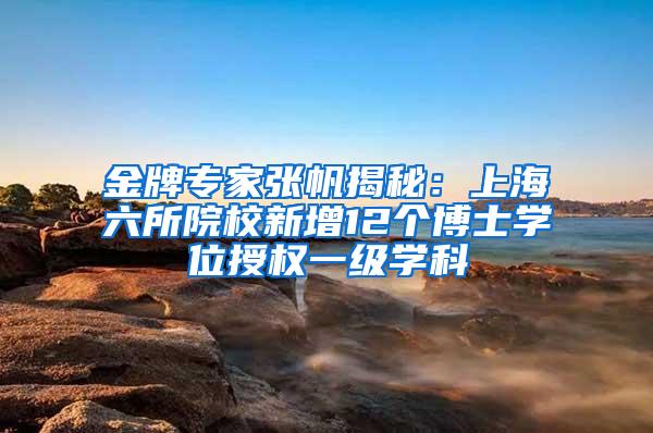 金牌专家张帆揭秘：上海六所院校新增12个博士学位授权一级学科