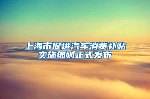 上海市促进汽车消费补贴实施细则正式发布