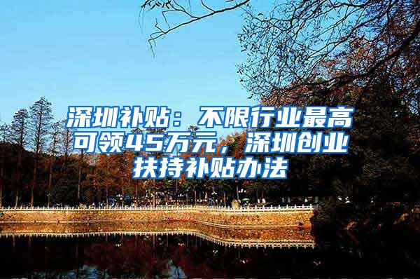 深圳补贴：不限行业最高可领45万元，深圳创业扶持补贴办法