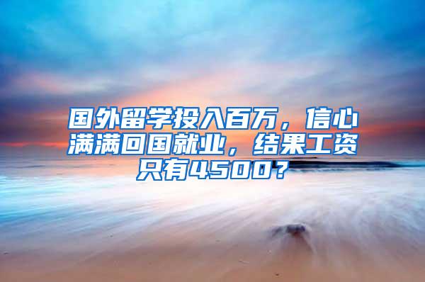 国外留学投入百万，信心满满回国就业，结果工资只有4500？