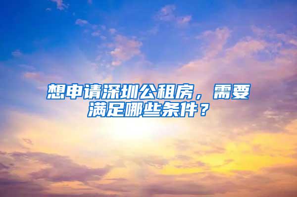 想申请深圳公租房，需要满足哪些条件？