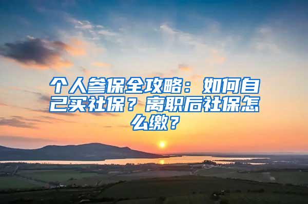 个人参保全攻略：如何自己买社保？离职后社保怎么缴？