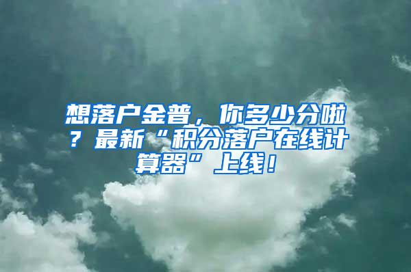 想落户金普，你多少分啦？最新“积分落户在线计算器”上线！