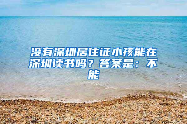 没有深圳居住证小孩能在深圳读书吗？答案是：不能