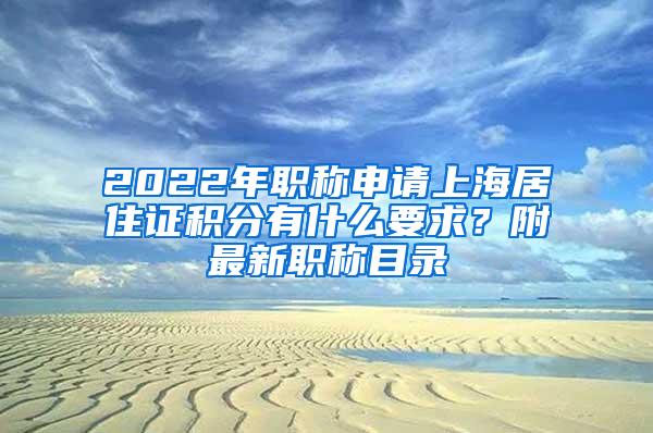 2022年职称申请上海居住证积分有什么要求？附最新职称目录