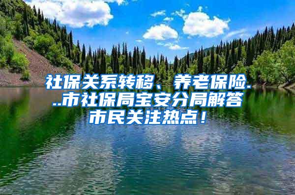 社保关系转移、养老保险...市社保局宝安分局解答市民关注热点！