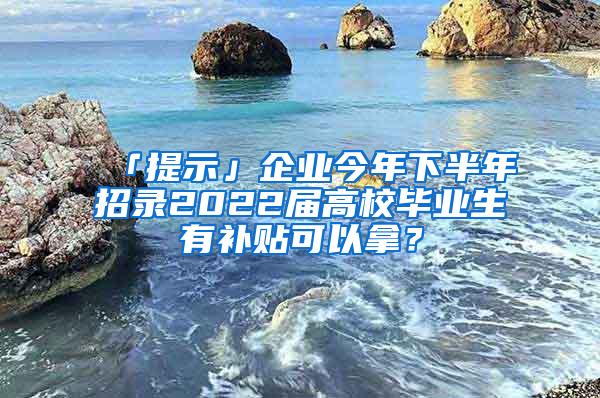 「提示」企业今年下半年招录2022届高校毕业生有补贴可以拿？