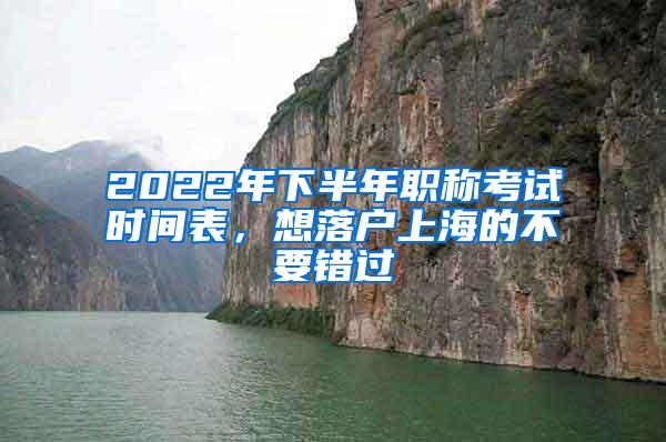 2022年下半年职称考试时间表，想落户上海的不要错过