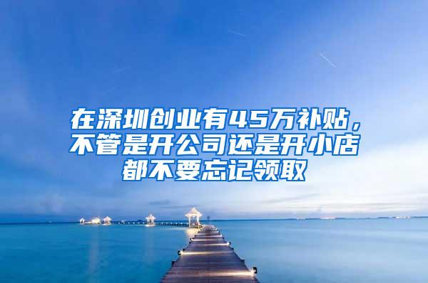 在深圳创业有45万补贴，不管是开公司还是开小店都不要忘记领取