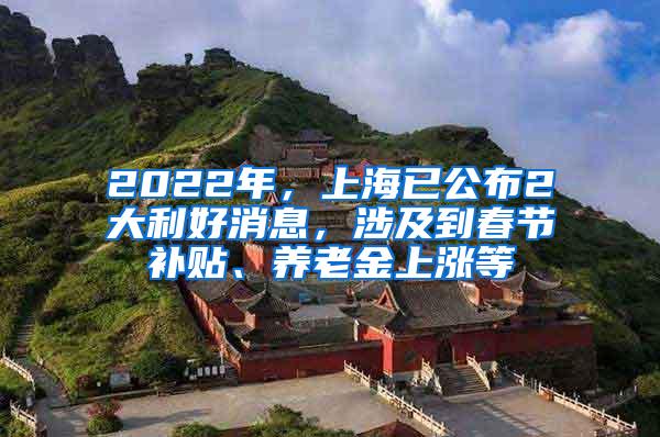 2022年，上海已公布2大利好消息，涉及到春节补贴、养老金上涨等