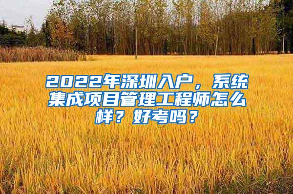 2022年深圳入户，系统集成项目管理工程师怎么样？好考吗？