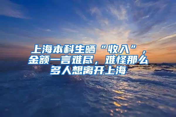 上海本科生晒“收入”，金额一言难尽，难怪那么多人想离开上海