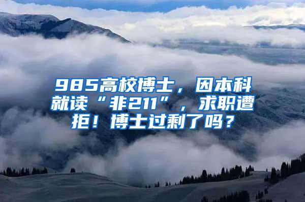 985高校博士，因本科就读“非211”，求职遭拒！博士过剩了吗？