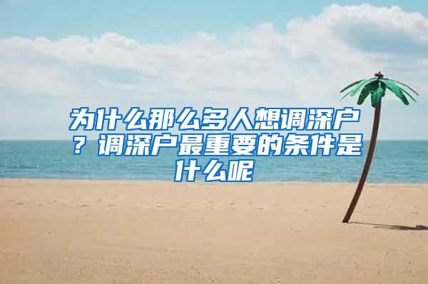 为什么那么多人想调深户？调深户最重要的条件是什么呢