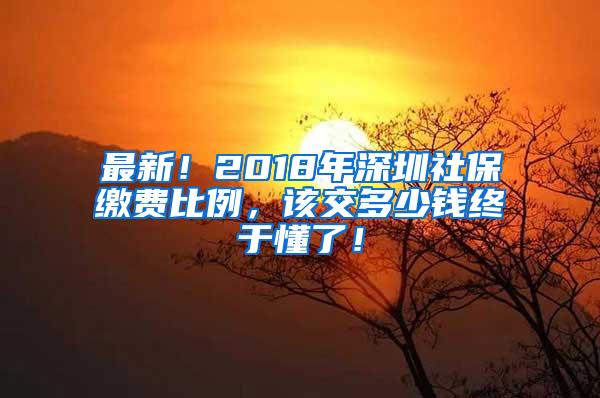 最新！2018年深圳社保缴费比例，该交多少钱终于懂了！