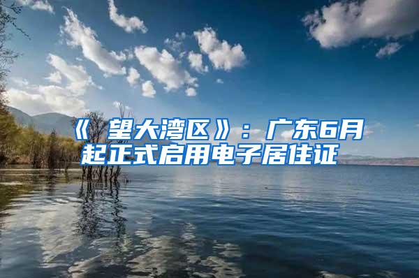 《瞭望大湾区》：广东6月起正式启用电子居住证