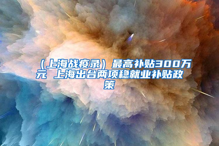 （上海战疫录）最高补贴300万元 上海出台两项稳就业补贴政策