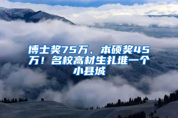 博士奖75万、本硕奖45万！名校高材生扎堆一个小县城