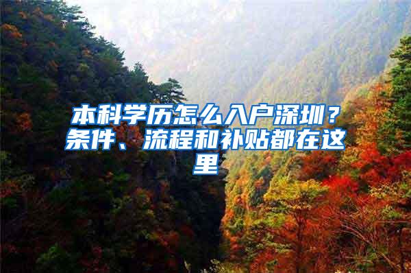 本科学历怎么入户深圳？条件、流程和补贴都在这里