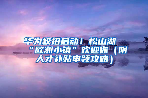 华为校招启动！松山湖“欧洲小镇”欢迎你（附人才补贴申领攻略）