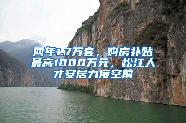 两年1.7万套，购房补贴最高1000万元，松江人才安居力度空前