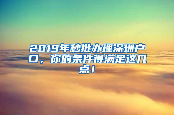 2019年秒批办理深圳户口，你的条件得满足这几点！