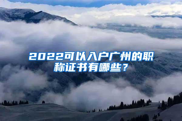 2022可以入户广州的职称证书有哪些？