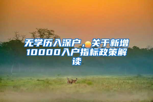 无学历入深户，关于新增10000入户指标政策解读