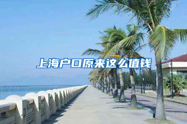 上海户口原来这么值钱