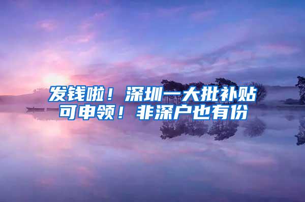 发钱啦！深圳一大批补贴可申领！非深户也有份