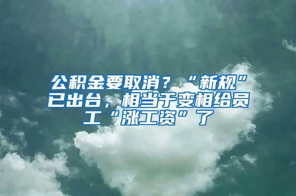 公积金要取消？“新规”已出台，相当于变相给员工“涨工资”了