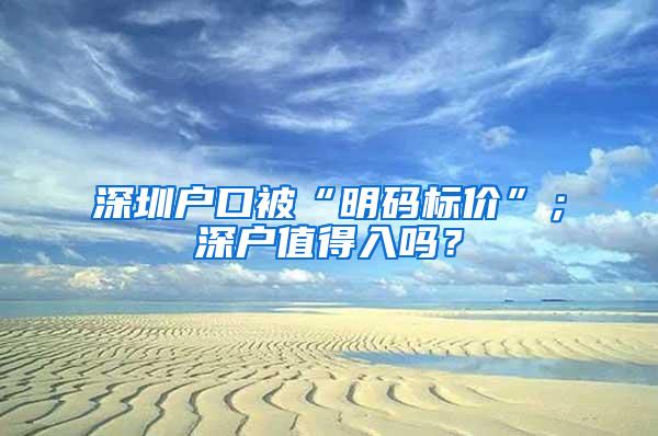 深圳户口被“明码标价”；深户值得入吗？