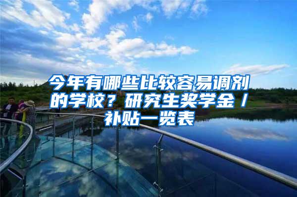 今年有哪些比较容易调剂的学校？研究生奖学金／补贴一览表