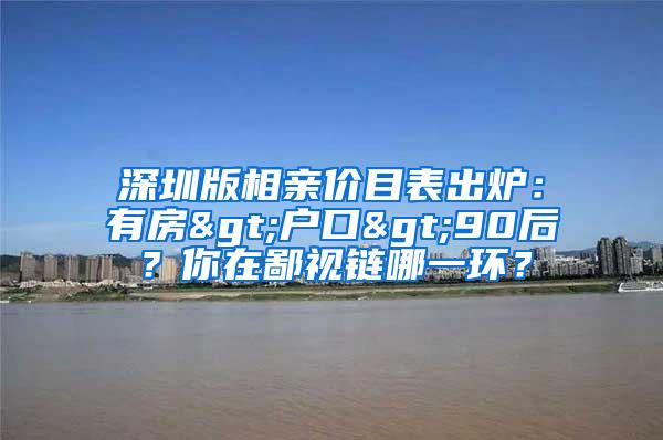 深圳版相亲价目表出炉：有房>户口>90后？你在鄙视链哪一环？