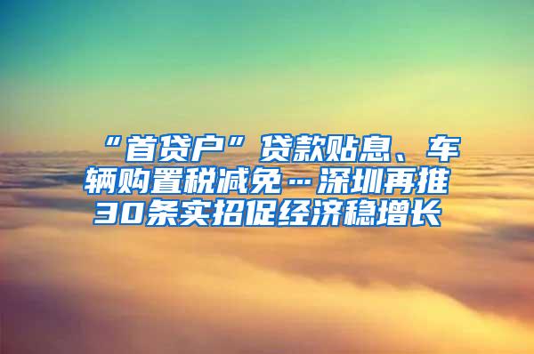 “首贷户”贷款贴息、车辆购置税减免…深圳再推30条实招促经济稳增长