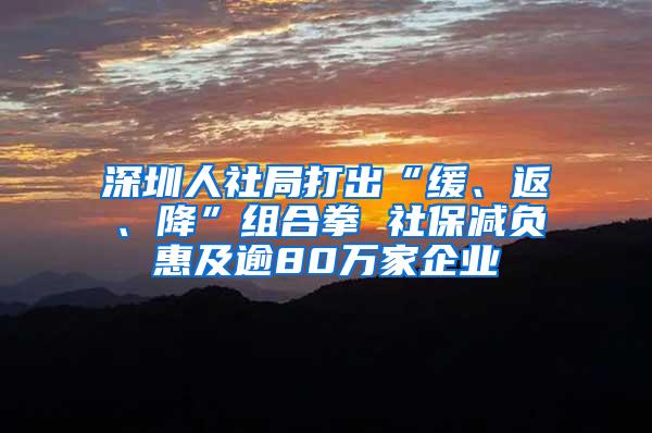 深圳人社局打出“缓、返、降”组合拳 社保减负惠及逾80万家企业