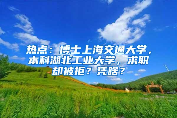 热点：博士上海交通大学，本科湖北工业大学，求职却被拒？凭啥？