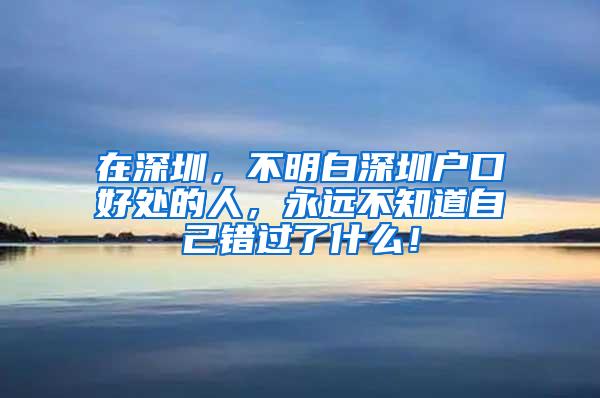 在深圳，不明白深圳户口好处的人，永远不知道自己错过了什么！