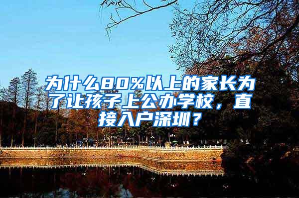 为什么80%以上的家长为了让孩子上公办学校，直接入户深圳？