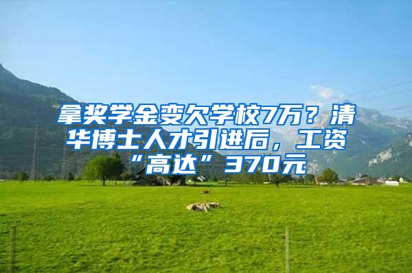 拿奖学金变欠学校7万？清华博士人才引进后，工资“高达”370元