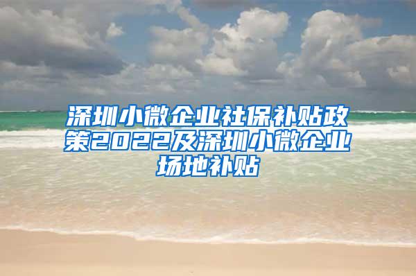 深圳小微企业社保补贴政策2022及深圳小微企业场地补贴