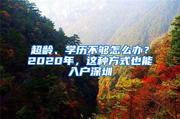 超龄、学历不够怎么办？2020年，这种方式也能入户深圳